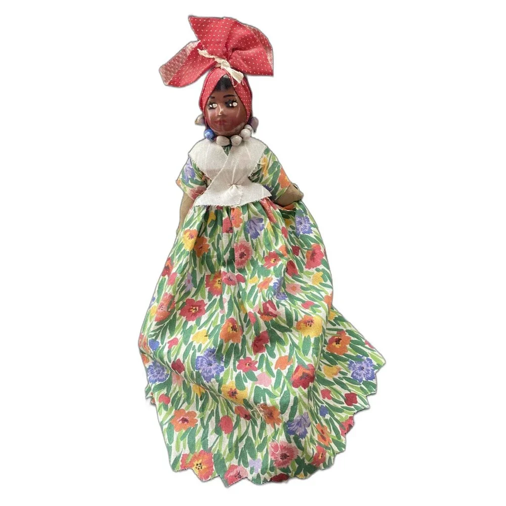 Miss Jamaica Vintage Caribbean Doll Cloth Handmade Handpainted Folk Art 40s-60s